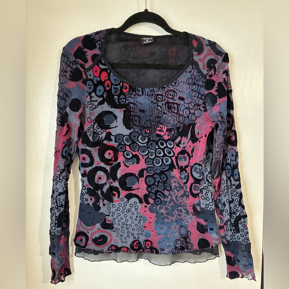 90s Y2K Mesh Long Sleeve Top Medium